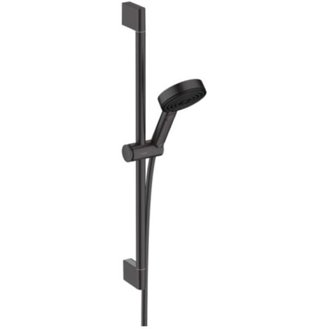 Hansgrohe Pulsify Select - Conjunto de cabezal de ducha, 3 chorros, barra 67 cm y manguera, negro matee 24160670