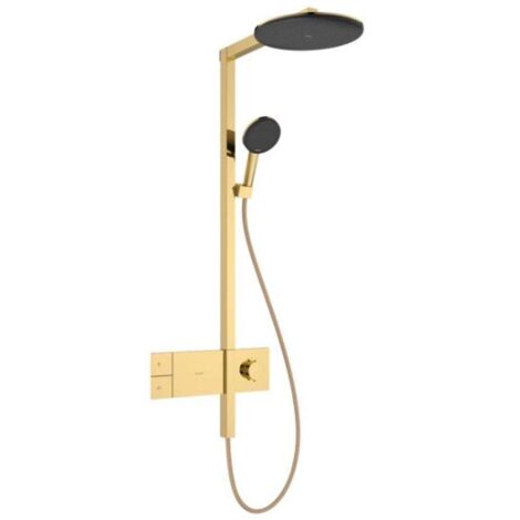 Hansgrohe Raindance Alive S - Conjunto de ducha con termostato, diámetro 30 cm, 3 jets, EcoSmart, acabado oro pulido 24583990