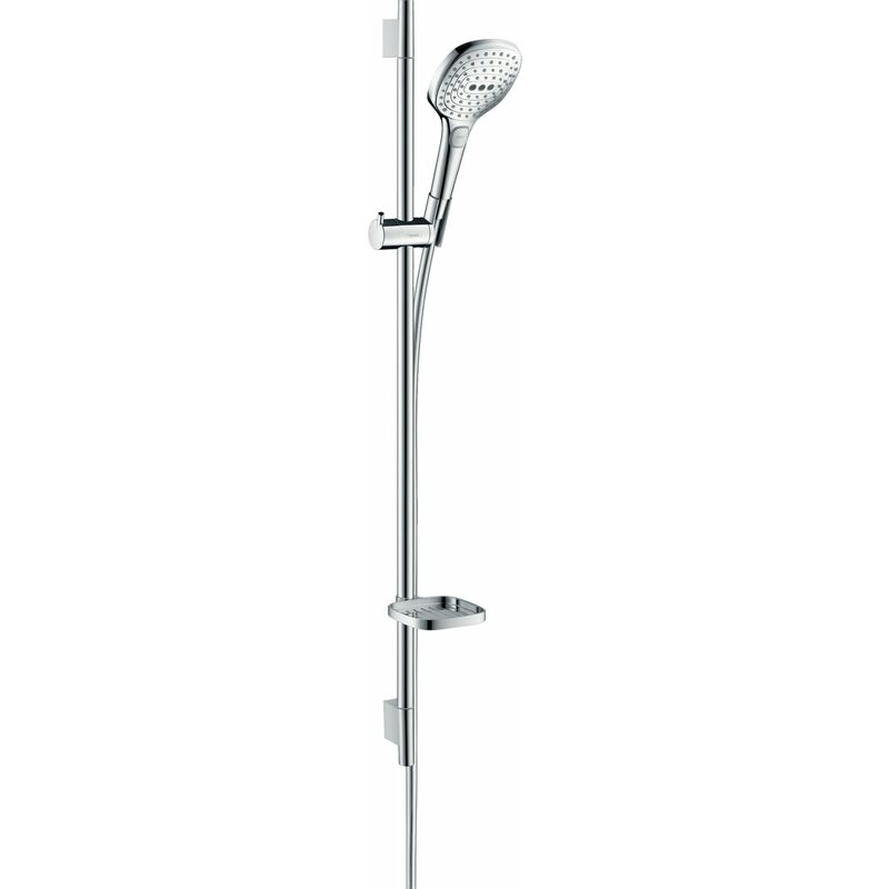 

Hansgrohe Raindance Select E set de ducha 120 3jet con barra de ducha de 90 cm y jabonera, 26621, color: Cromado / Blanco - 26621400
