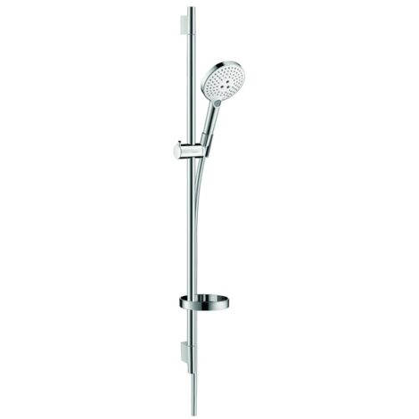 hansgrohe Raindance Select S Brauseset 120mm 3jet mit Brausestange 900mm 15l/min Weiß/Chrom, Seifenschale
