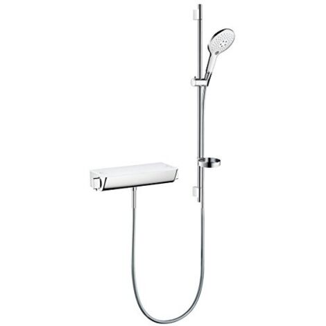 Hansgrohe Raindance Select S - Set doccia con termostato, 15 cm, 3 getti, bianco/cromato 27037400