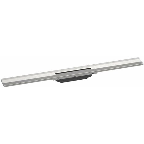 Hansgrohe RainDrain Flex - Caniveau de douche linéaire avec grille en inox 800, installation contre le mur, découpable, inox brossé 56051800