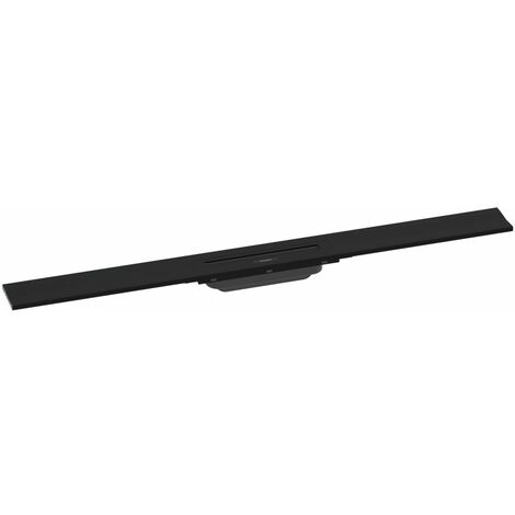 Hansgrohe RainDrain Flex - Caniveau de douche linéaire avec grille en inox 900, installation contre le mur, découpable, noir mat 56052670