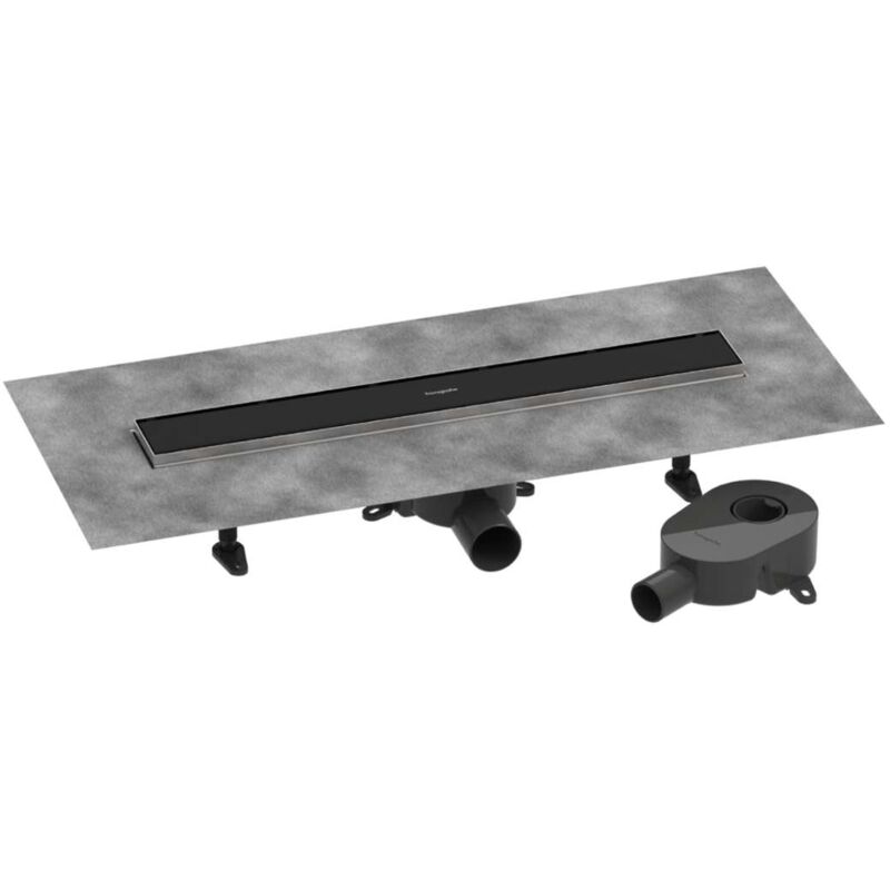 Hansgrohe RainDrain Go - Caniveau de douche 60 cm avec grille double face, pour pose de carrelage, noir mat 56271670