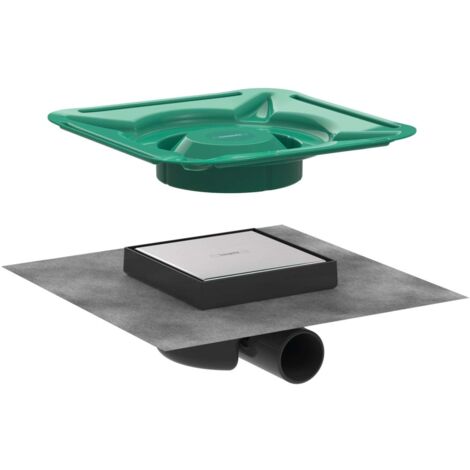 Hansgrohe RainDrain Spot - Punktablauf mit Rost 15x15 cm, für Pflaster,  Edelstahl gebürstet 56112800