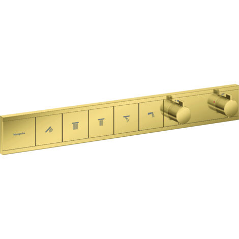 Hansgrohe RainSelect - Mitigeur thermostatique encastré, 5 sorties, doré 15384990