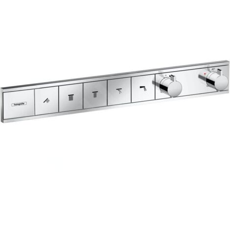 Hansgrohe – Robinet encastré thermostatique 5 fonctions – Finition chrome – Pomme haute – Débit réglable – 15384000