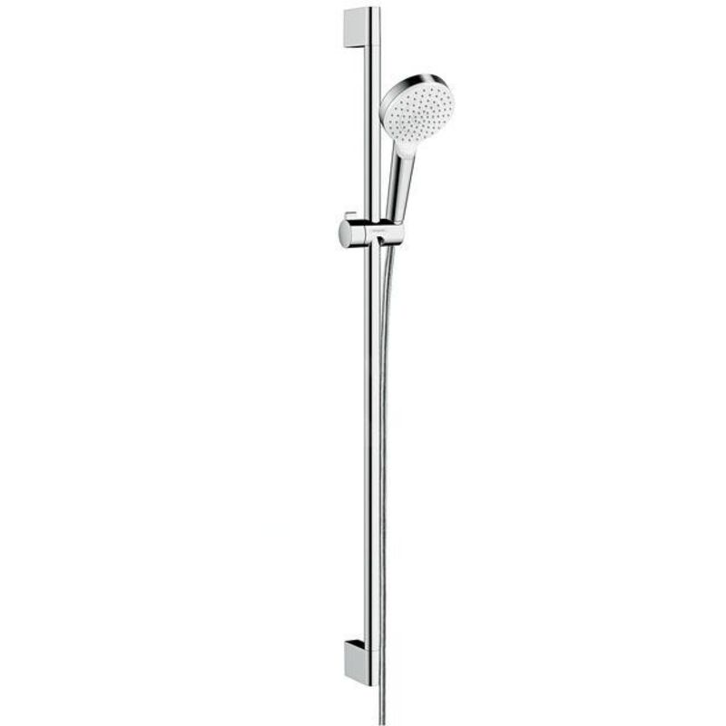 Hansgrohe - Crometta - Set de douche Vario 100, EcoSmart 9 l/min, barre de douche de 90 cm, blanc / chrome 26539400