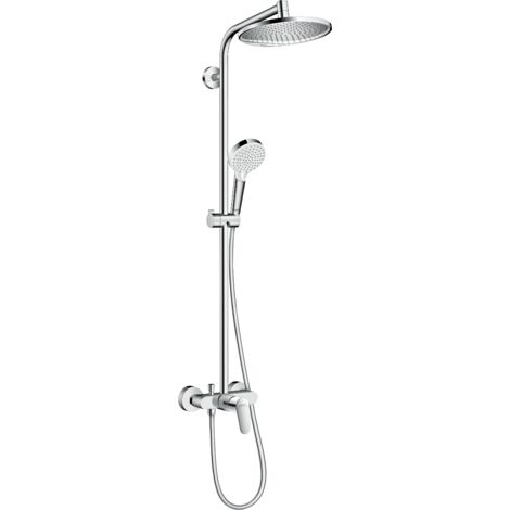 Hansgrohe – Colonne de douche 240 1 jet – Mitigeur mécanique chromé – Douche de tête 240mm – Flexible 350mm – Installation murale