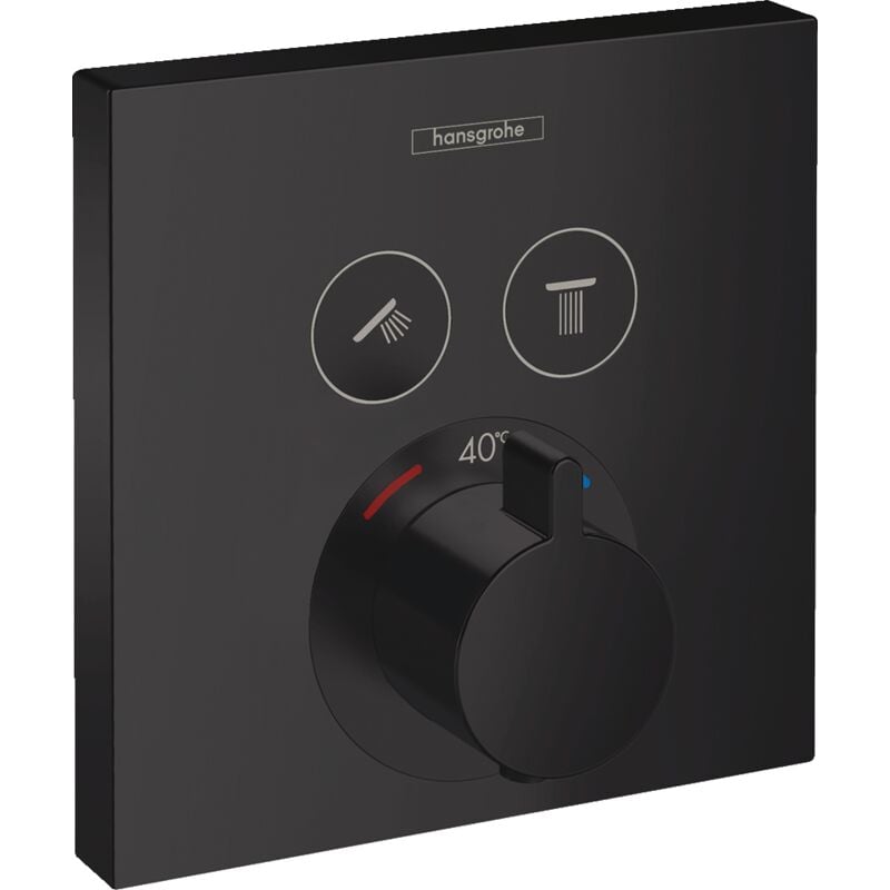 Hansgrohe - Façade pour mitigeur thermostatique encastré ShowerSelect avec 2 fonctions noir mat