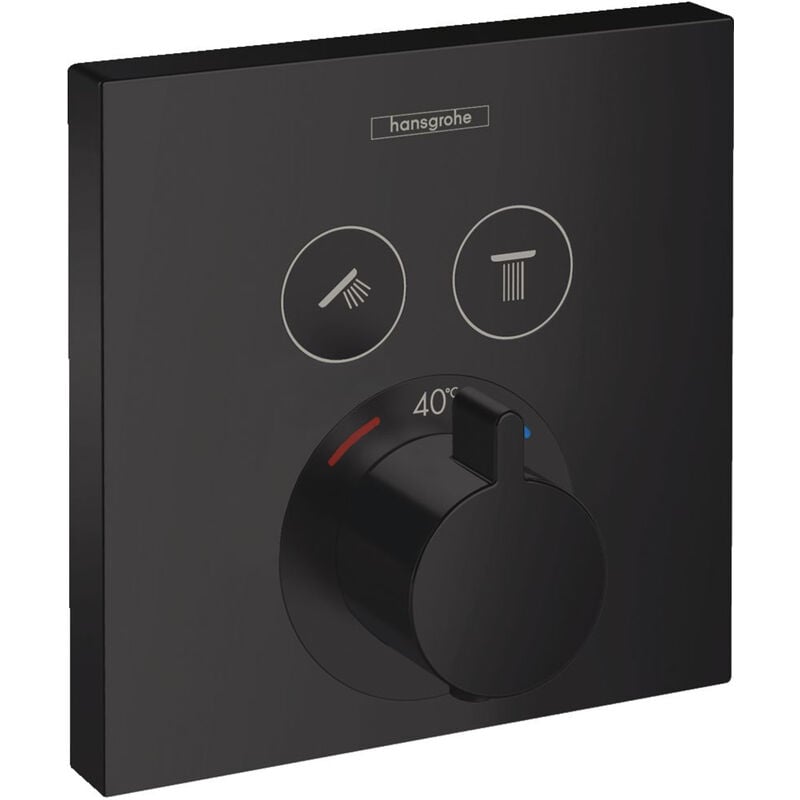 Hansgrohe - Set de finition ShowerSelect pour mitigeur thermostatique encastré avec 2 fonctions, noir mat (15763670)