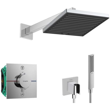 Hansgrohe - Set doccia termostatico ad incasso, con corpo incasso, 26x26 cm,cromo SANI21HHH003
