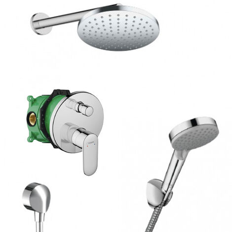 Hansgrohe Set doccia Vernis Blend all-in-1 con soffione doccia da 205 mm + doccetta a 2 getti, cromato (VernisBlend-1)