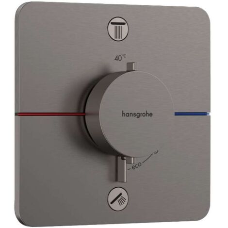 Hansgrohe ShowerSelect Comfort - Grifo termostático empotrado para 2 aparatos, cromo negro cepillado 15583340