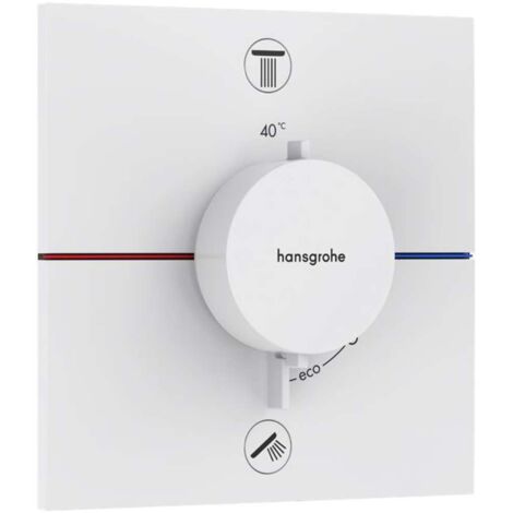 Hansgrohe ShowerSelect Comfort - Grifo termostático empotrado para 2 dispositivos, blanco mate 15572700