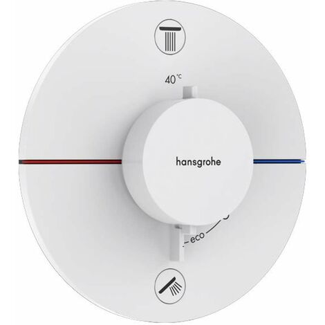 Hansgrohe ShowerSelect Comfort - Mitigeur thermostatique encastré, 2 sorties, blanc mat 15554700
