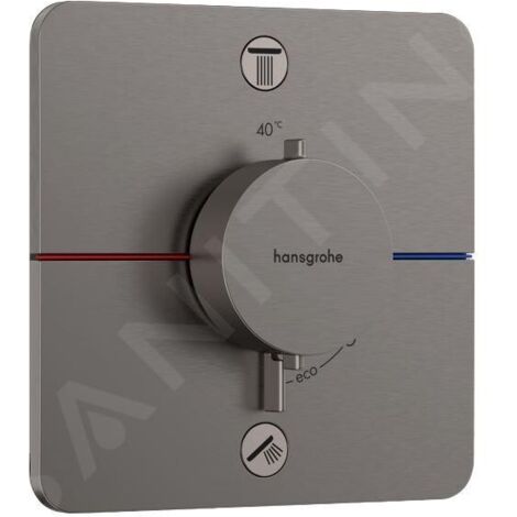 Hansgrohe ShowerSelect Comfort - Mitigeur thermostatique encastré, 2 sorties, chrome noir brossé 15583340