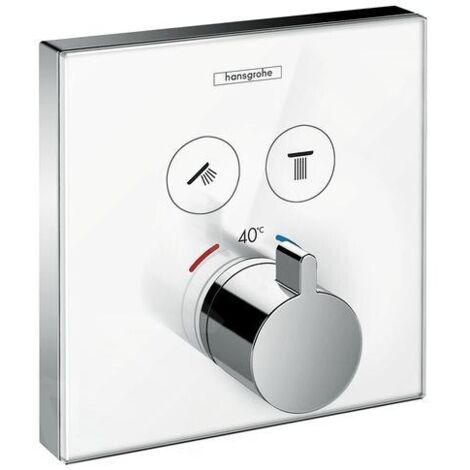 Hansgrohe – Mitigeur thermostatique de douche 15738400 – Finition métal blanc-chrome – Débit 25 l/min – Sécurité à 40°C