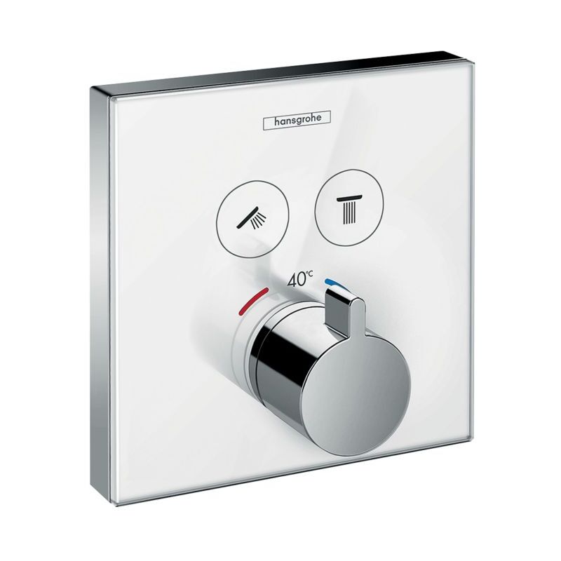 Hansgrohe - Shower Select Glass - Mitigeur thermostatique encastré pour 2 sorties, blanc/chrome 15738400