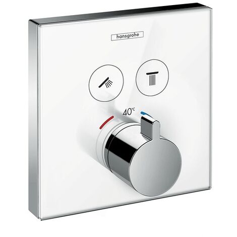 Hansgrohe ShowerSelect Set de finition en verre pour mitigeur thermostatique ShowerSelect E encastré avec 2 fonctions