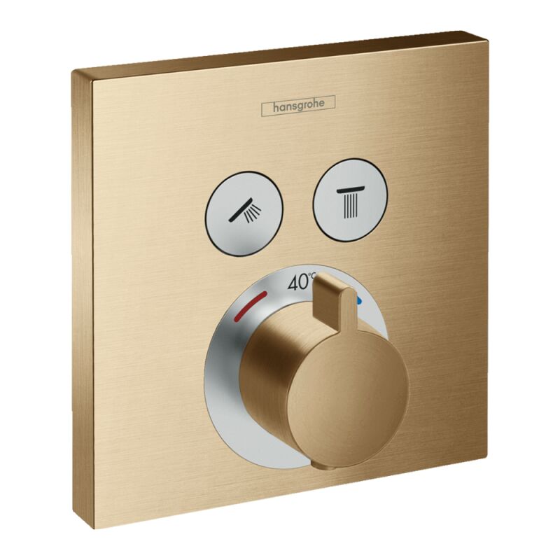 Façade pour mitigeur thermostatique encastré HANSGROHE ShowerSelect avec 2 fonctions bronze brossé