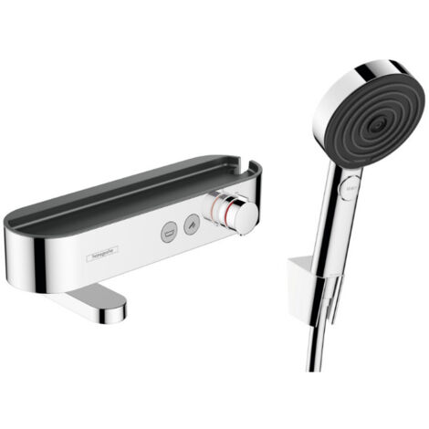 Hansgrohe ShowerTablet Select Set Mitigeur Thermostatique douche/bain + Douchette 105mm 3 jets + Flexible douche 160cm + Support mural