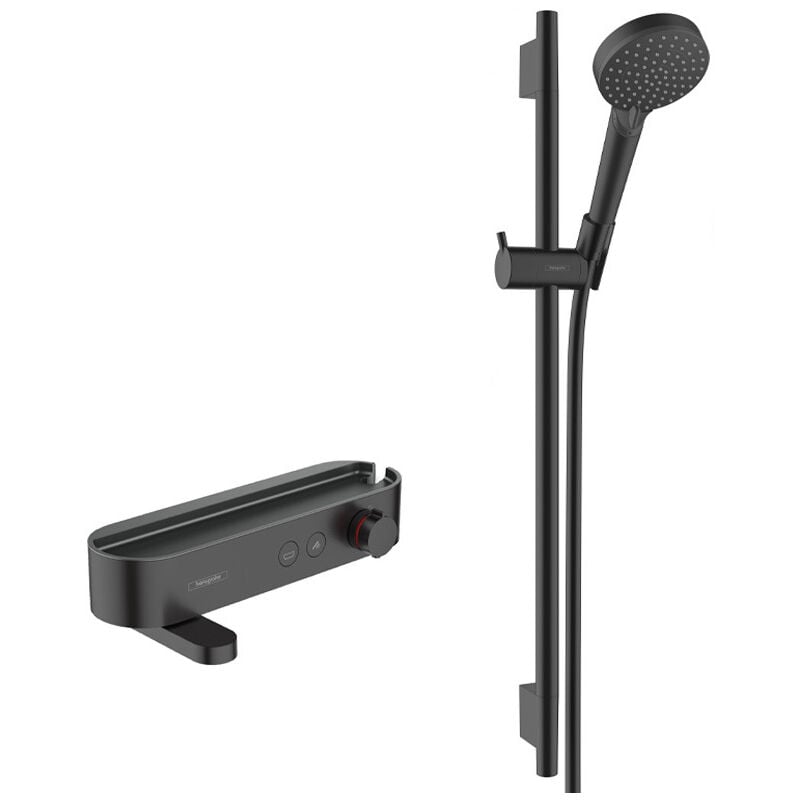 Hansgrohe - ShowerTablet Select Set Mitigeur Thermostatique douche/bain + douche avec douchette à main 2 jets + Barre Unica 65 cm, Noir mat