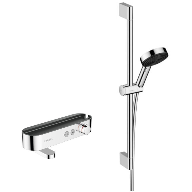 Hansgrohe - ShowerTablet Select Set Mitigeur Thermostatique douche/bain + Douchette 105mm 3 jets + Flexible douche 160cm + Barre 65cm