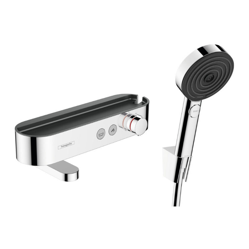 Hansgrohe - ShowerTablet Select Set Mitigeur Thermostatique douche/bain + Douchette 105mm 3 jets + Flexible douche 160cm + Support mural