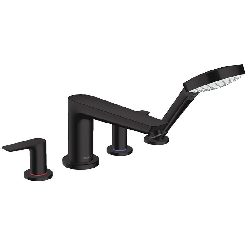 Hansgrohe - Talis e Mélangeur 4 trous noir mat pour montage sur bord de baignoire (71748670)