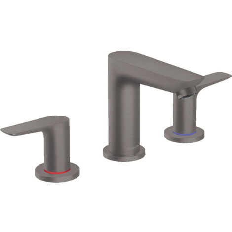 Hansgrohe Talis E Miscelatore per lavabo a 3 fori 150, nero spazzolato, con cavo di alimentazione e scarico a scomparsa (7173334
