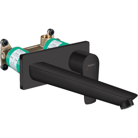 Hansgrohe Talis E Set Einhebelmischer Unterputz-Waschbecken zur Wandmontage Mattschwarz, Ablaufgarnitur, Unterputzkörper 71734670-SET