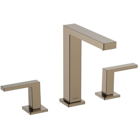 Hansgrohe Tecturis E - Miscelatore a 3 fori per lavabo, con sistema di scarico Push-Open, EcoSmart, bronzo spazzolato 73030140