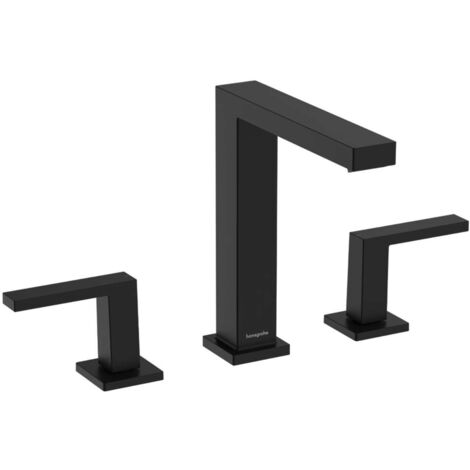 Hansgrohe Tecturis E - Miscelatore a 3 fori per lavabo, con sistema di scarico Push-Open, EcoSmart, nero opaco 73030670