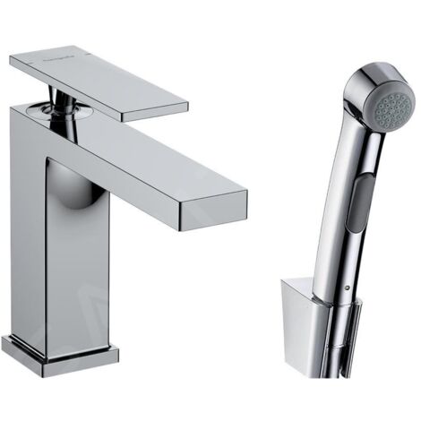 Hansgrohe Tecturis E - Mitigeur de lavabo avec vidage Push-Open et douchette de bidet, EcoSmart, chrome 73210000