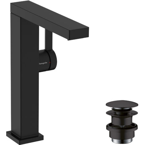 Hansgrohe Tecturis E - Waschtischarmatur mit Push-Open-Ablaufgarnitur, CoolStart, EcoSmart, schwarz matt 73060670