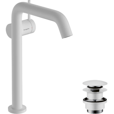 Hansgrohe Tecturis S - Grifo de lavabo, con desagüe Push-Open, CoolStart, EcoSmart, blanco mate 73370700