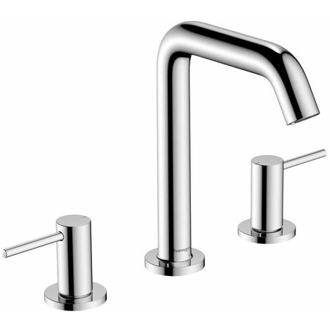 Hansgrohe Tecturis S - Miscelatore a 3 fori per lavabo, con sistema di scarico Push-Open, EcoSmart, cromo 73330000
