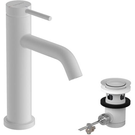 Hansgrohe Tecturis S - Miscelatore da lavabo, con sistema di scarico, CoolStart, EcoSmart, bianco opaco 73314700