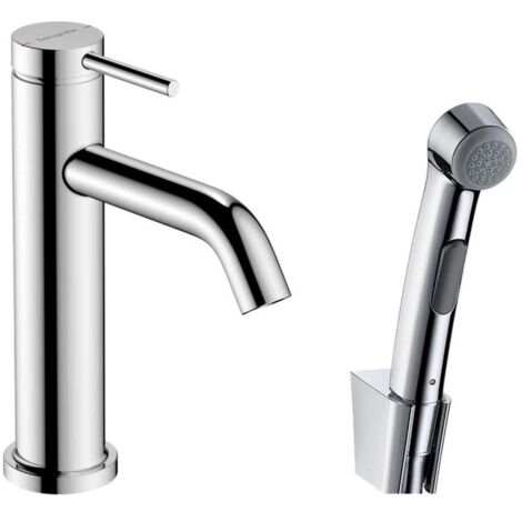 Hansgrohe Tecturis S - Mitigeur de lavabo avec vidage Push-Open et douchette de bidet, EcoSmart, chrome 73211000