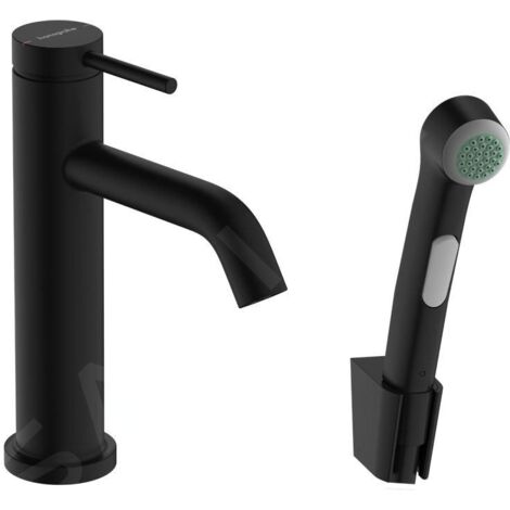 Hansgrohe Tecturis S - Mitigeur de lavabo avec vidage Push-Open et douchette de bidet, EcoSmart, noir mat 73211670