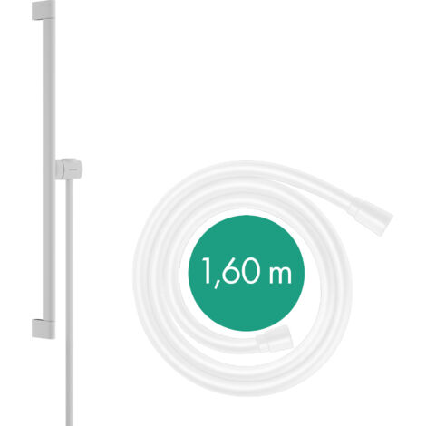 Hansgrohe Unica - Barra de ducha 66 cm con manguera, blanco mate 24402700