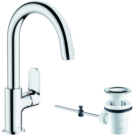 Hansgrohe Vernis Blend - Grifo de lavabo con desagüe y caño giratorio, EcoSmart, cromo 71554000