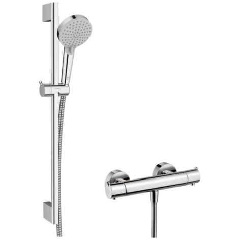 Hansgrohe Vernis Blend - Set de douche avec thermostat, 2 jets, EcoSmart, chrome 26960000