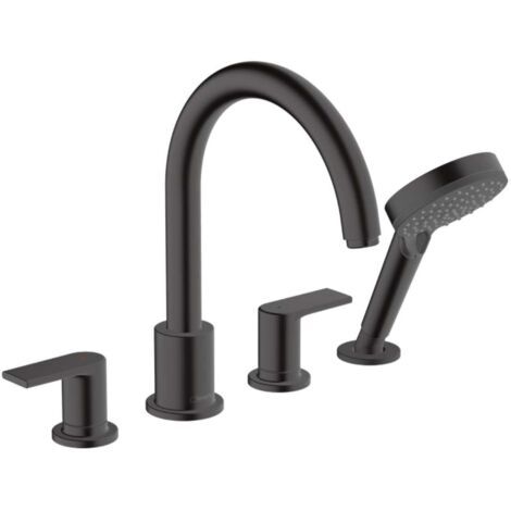 Hansgrohe Vernis Shape - Grifo para borde de bañera de 4 orificios, negro mate 71459670
