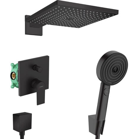 Hansgrohe Vernis Shape Pulsify All-in-one concealed shower set with overhead shower 300 XXL + 3-jet shower, matt black (VERNISRAINDNM1)