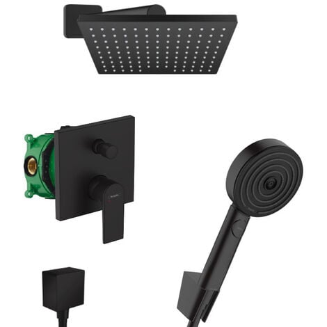 Hansgrohe Vernis Shape Pulsify All-in-one shower set with 230 XXL overhead shower + 3-spray hand shower, Matt black