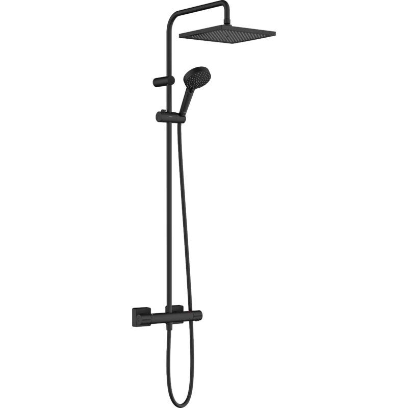 Vernis Shape - Set de douche Showerpipe 240 avec thermostat, 2 jets, noir mat 26427670 - Hansgrohe