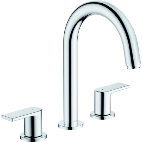 Hansgrohe Vernis Shape - Waschtischeinhebelmischer mit Ablaufgarnitur, 3-Loch Installation, verchromt 71563000