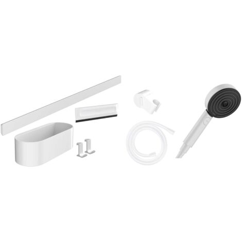 Hansgrohe WallStoris - Duschkopfset 105, 3 Strahlen mit Badezimmerzubehör, Weiß matt 24291700